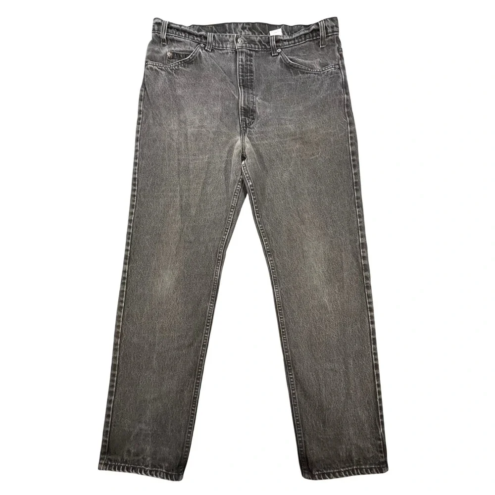 Levi's Black 505 Orange Tab Faded Vintage Distressed Jeans Men 38x30 READ